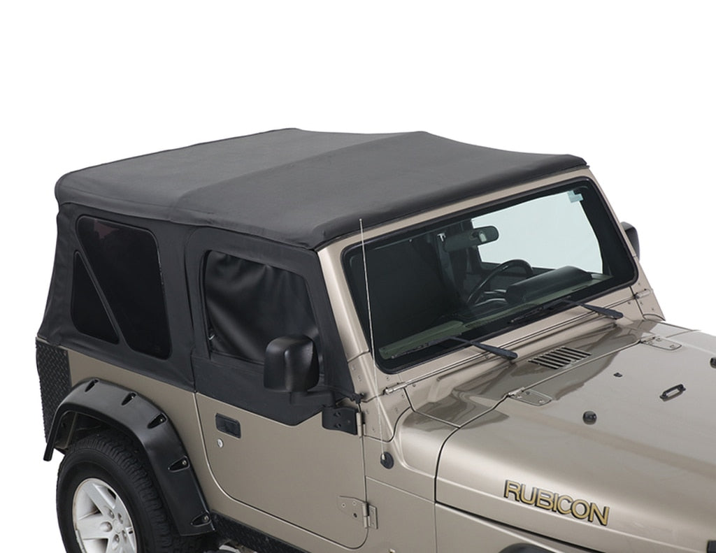 King 4WD | Soft Tops | Jeep TJ Replacement Soft Top With Tinted Windows Upper Doors For 97-06 Wrangler TJ Black Diamond King 4WD | 14010135T