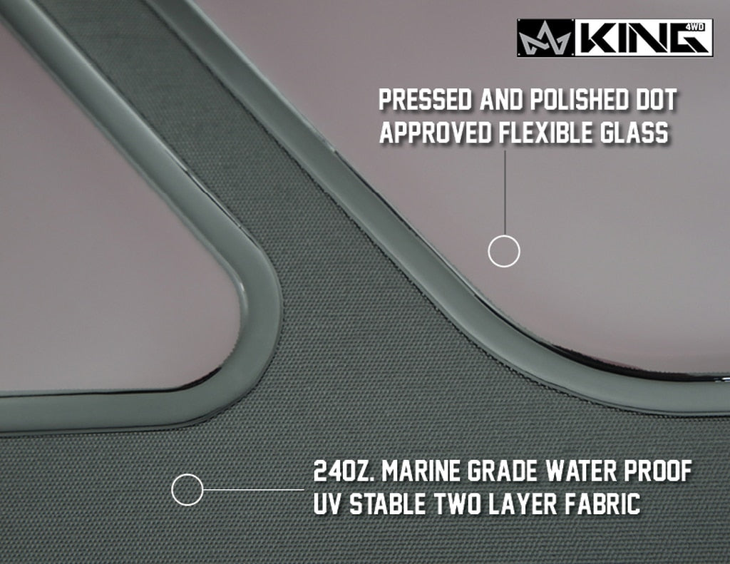 King 4WD | Soft Tops | Jeep TJ Replacement Soft Top With Upper Doors For 97-06 Wrangler TJ Black Diamond King 4WD | 14010135