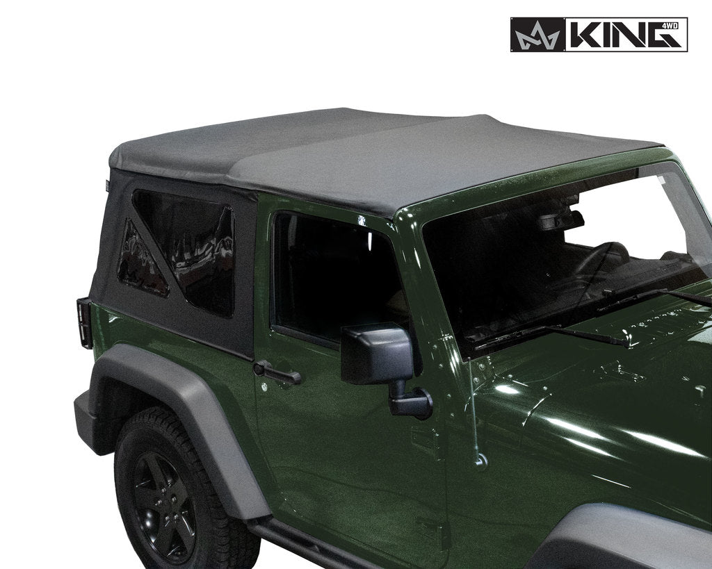 King 4WD | Soft Tops | Jeep JK Replacement Soft Top Tinted Windows For 07-09 Wrangler JK 2 Door Black Diamond King 4WD | 14010335
