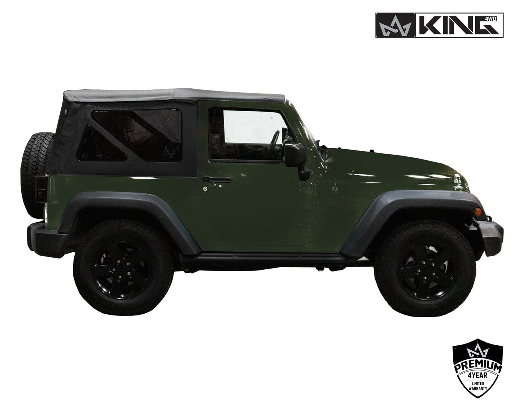 King 4WD | Soft Tops | Jeep JK Replacement Soft Top Tinted Windows For 07-09 Wrangler JK 2 Door Black Diamond King 4WD | 14010335