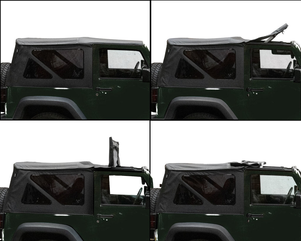 King 4WD | Soft Tops | Jeep JK Replacement Soft Top Tinted Windows For 07-09 Wrangler JK 2 Door Black Diamond King 4WD | 14010335