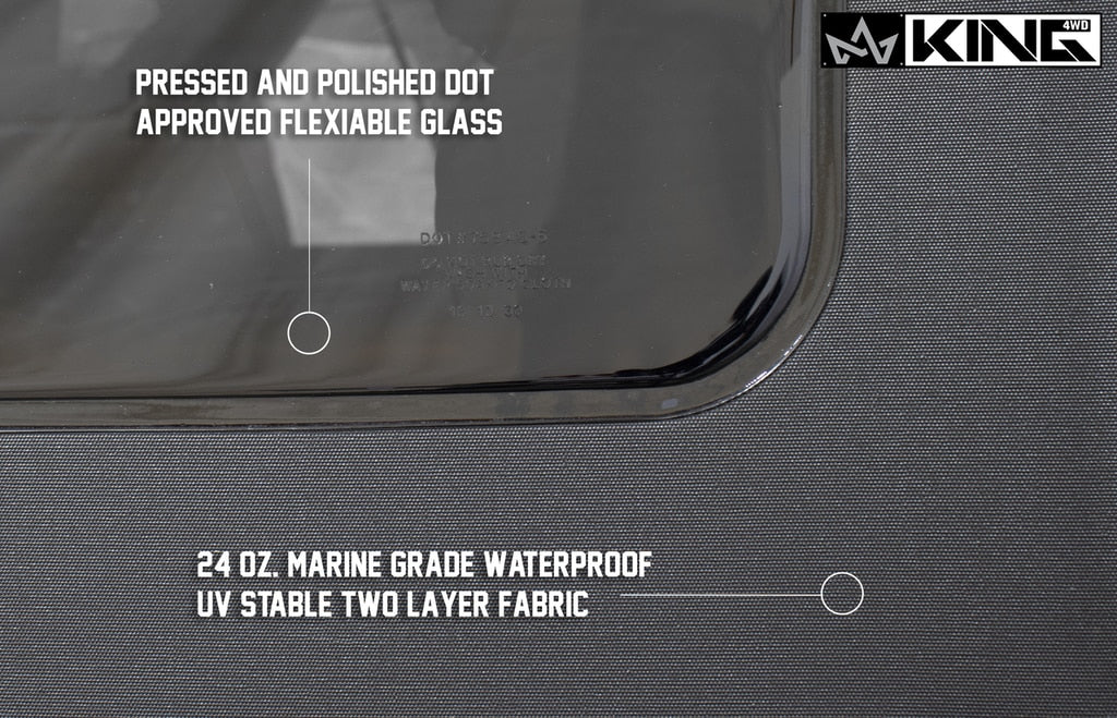 King 4WD | Soft Tops | Jeep JK Replacement Soft Top Tinted Windows For 07-09 Wrangler JK 4 Door Black Diamond King 4WD | 14010435