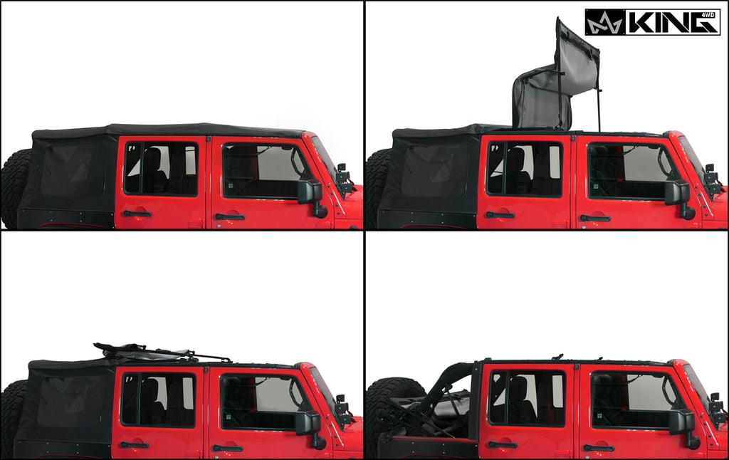 King 4WD | Soft Tops | Jeep JK Replacement Soft Top Tinted Windows For 07-09 Wrangler JK 4 Door Black Diamond King 4WD | 14010435
