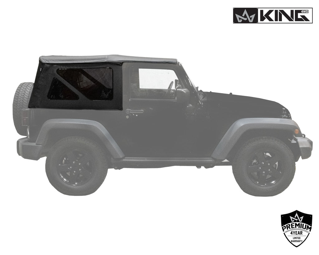 King 4WD | Soft Tops | Jeep JK Replacement Soft Top Tinted Windows For 10-18 Wrangler JK 2 Door Black Diamond King 4WD | 14010535