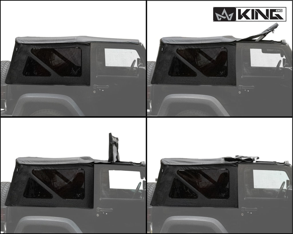 King 4WD | Soft Tops | Jeep JK Replacement Soft Top Tinted Windows For 10-18 Wrangler JK 2 Door Black Diamond King 4WD | 14010535