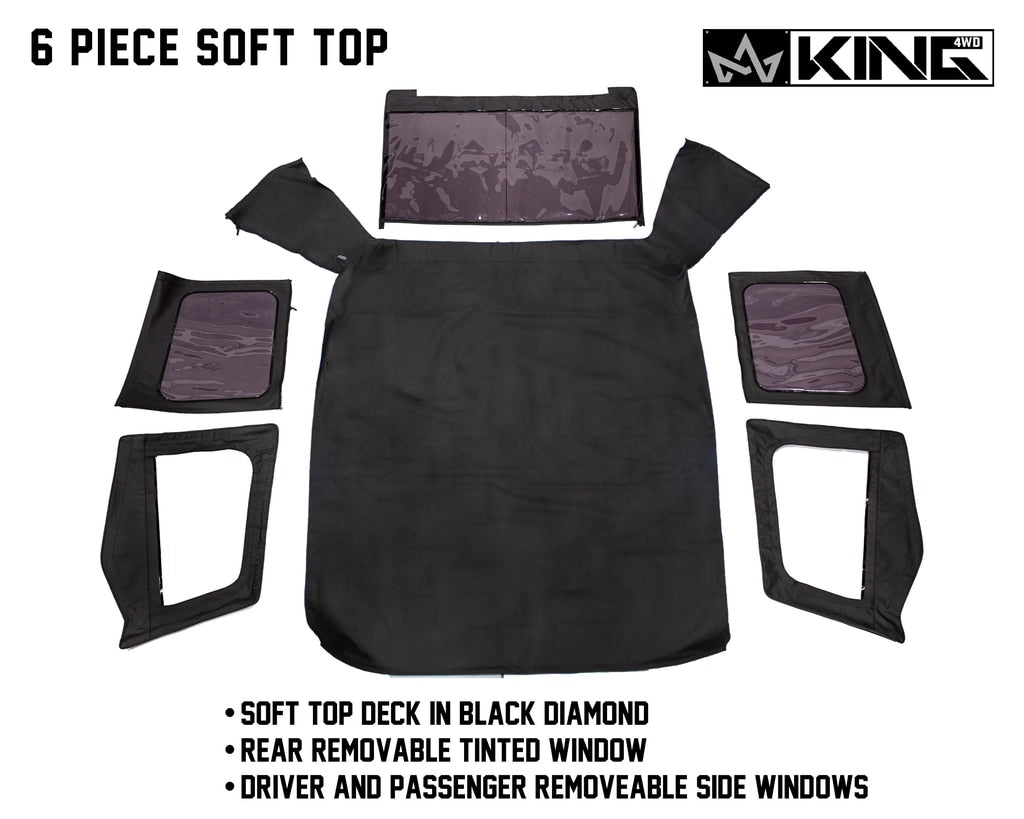King 4WD | Soft Tops | Jeep YJ Replacement Soft Top Tinted Windows For 87-95 Wrangler YJ Black Diamond King 4WD | 14011235