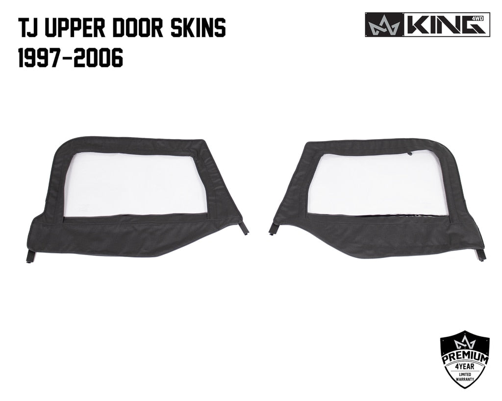 King 4WD | Half Doors | Jeep TJ Half Door Uppers Replacement Soft Upper Doors Tinted For 97-06 Wrangler TJ Black Pair King 4WD | 14019935T