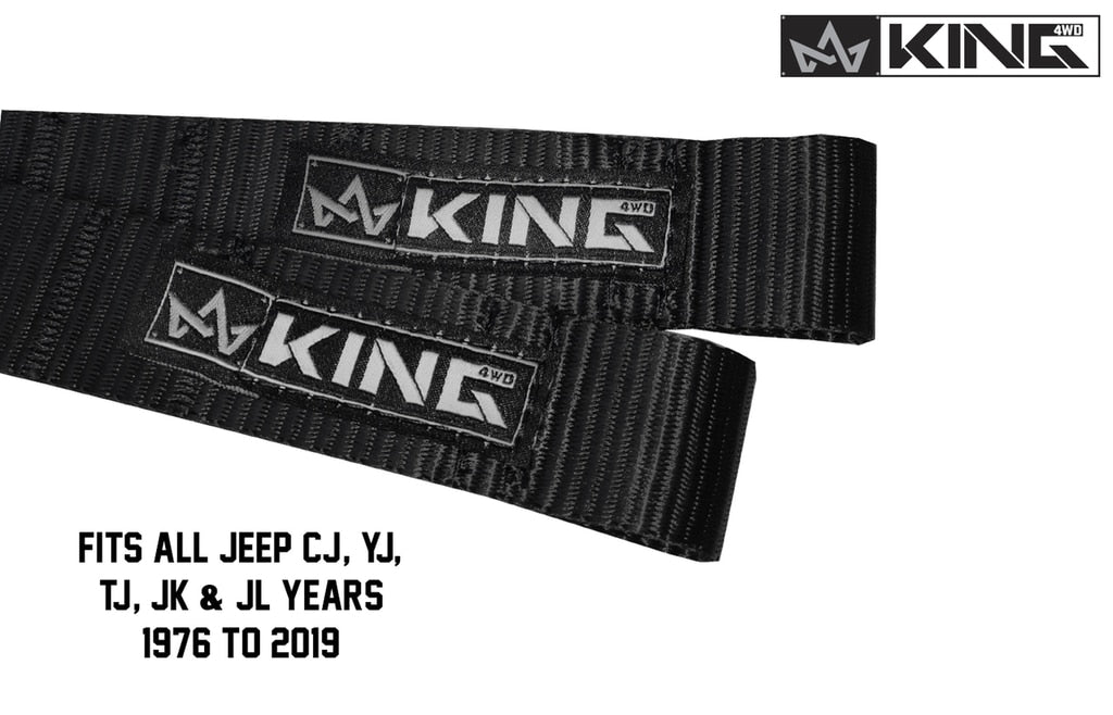 King 4WD | Door Strap | Jeep Interior Door Strap Heavy Duty Adjustable All Jeep Years Black King 4WD | 16010001