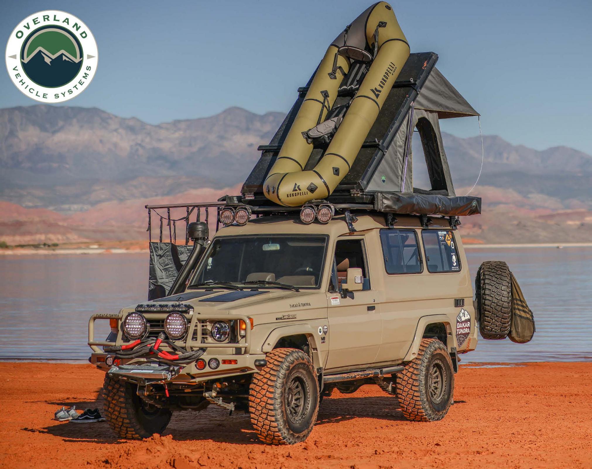 OVS | Roof Top Tent | HD Mamba Clam Shell Aluminum Hard Shell Roof Top Tent, Grey Body & Green Trim | 18099901