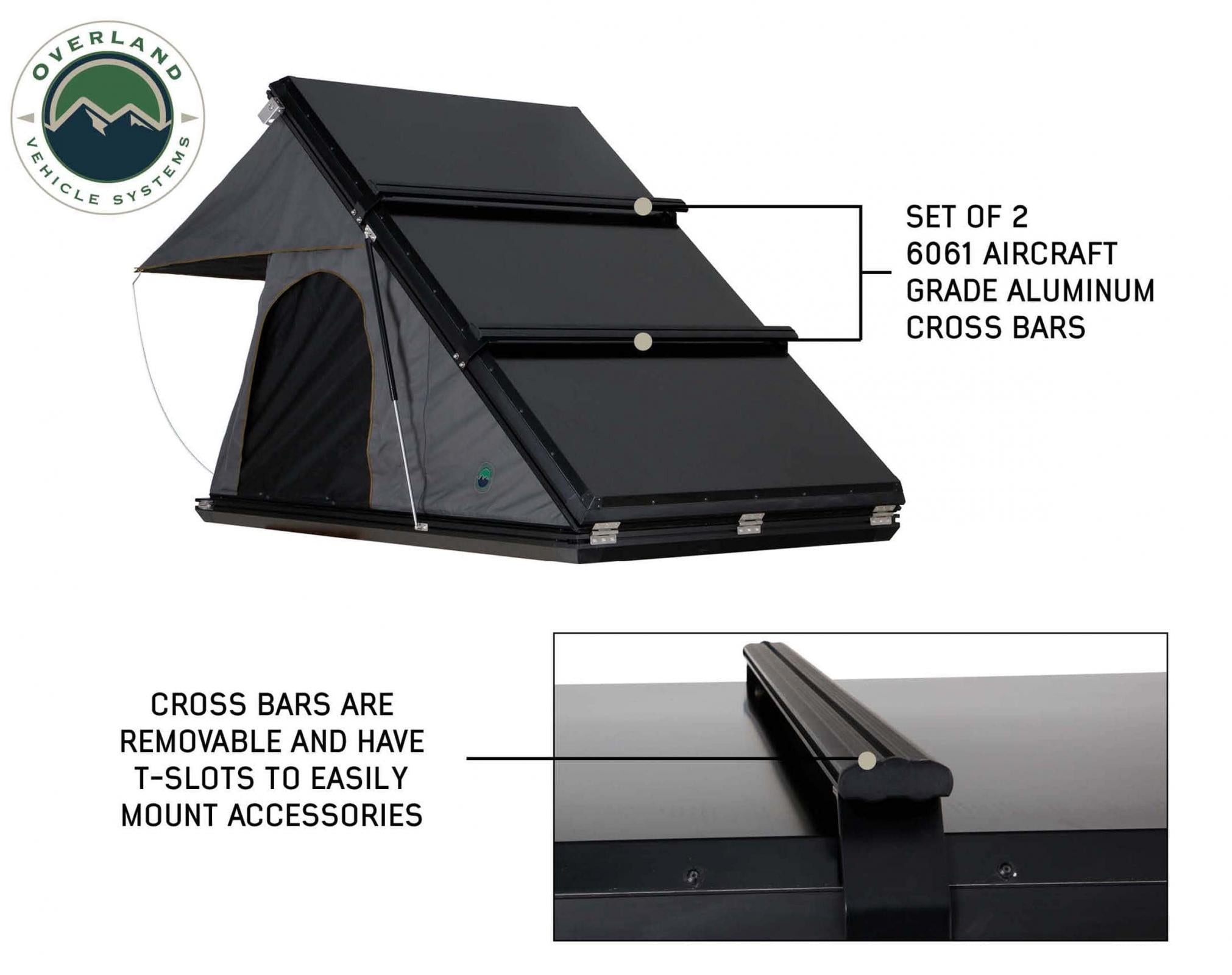 OVS | Roof Top Tent | HD Mamba Clam Shell Aluminum Hard Shell Roof Top Tent, Grey Body & Green Trim | 18099901