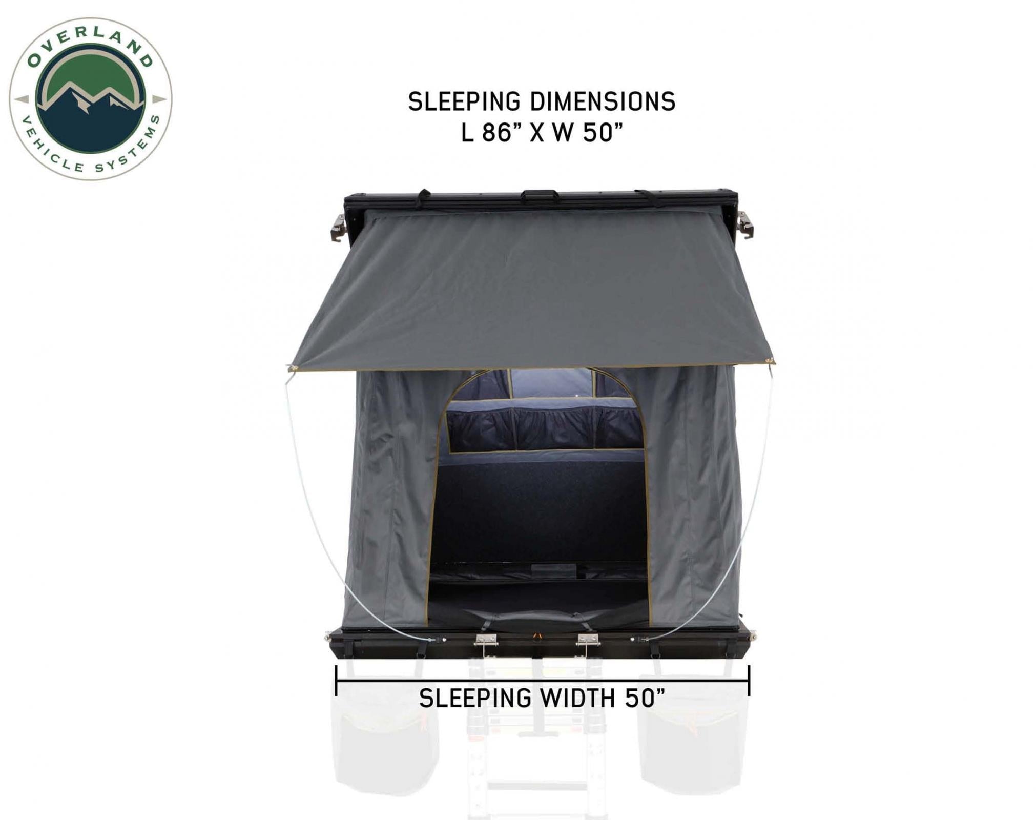 OVS | Roof Top Tent | HD Mamba Clam Shell Aluminum Hard Shell Roof Top Tent, Grey Body & Green Trim | 18099901