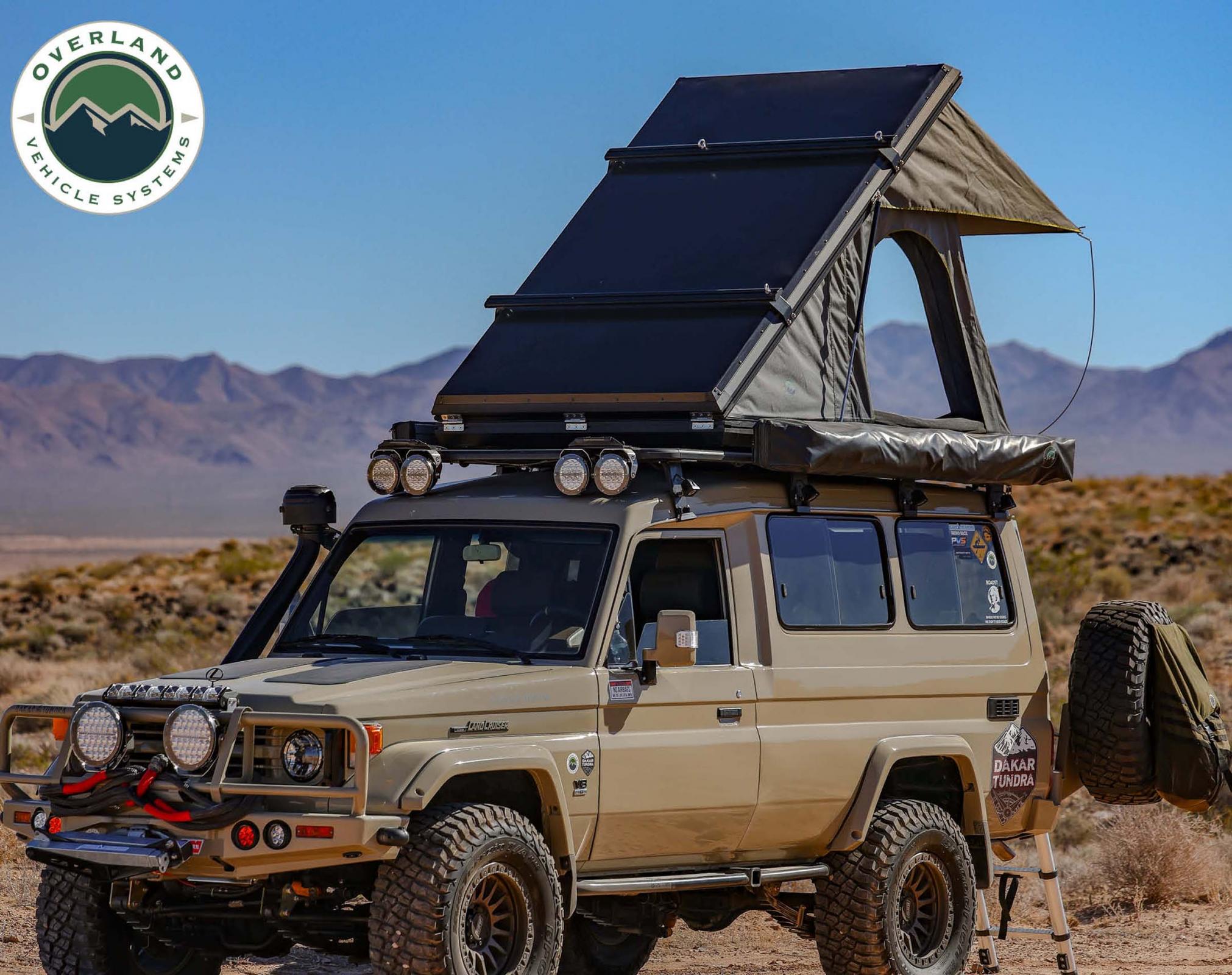 OVS | Roof Top Tent | HD Mamba Clam Shell Aluminum Hard Shell Roof Top Tent, Grey Body & Green Trim | 18099901