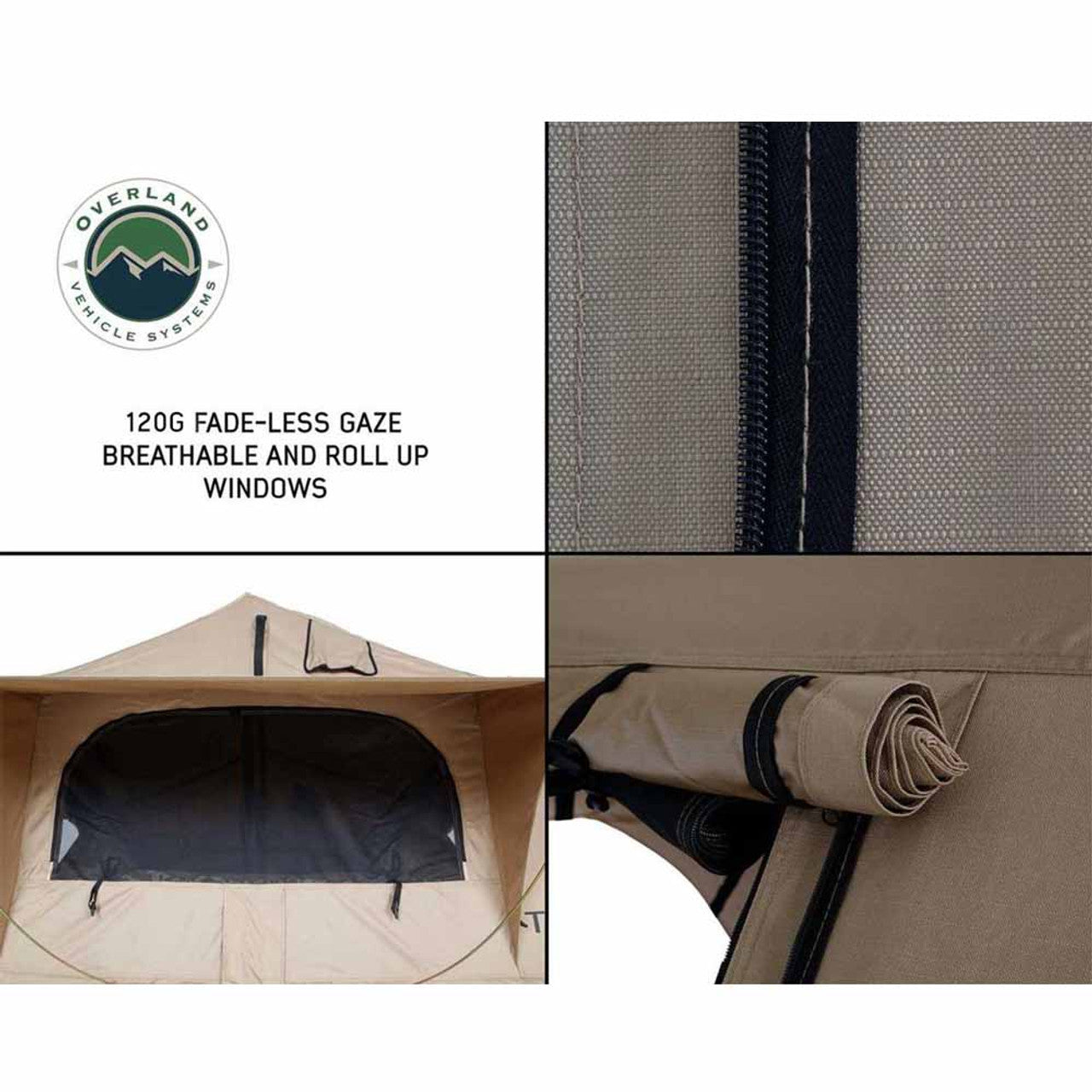 OVS | Roof Top Tent | LD TMBK 3 Roof Top Tent With Annex - Tan Base With Green Rain Fly, Black Aluminum Base, Black Ladder Overland Vehicle Systems | 18119733