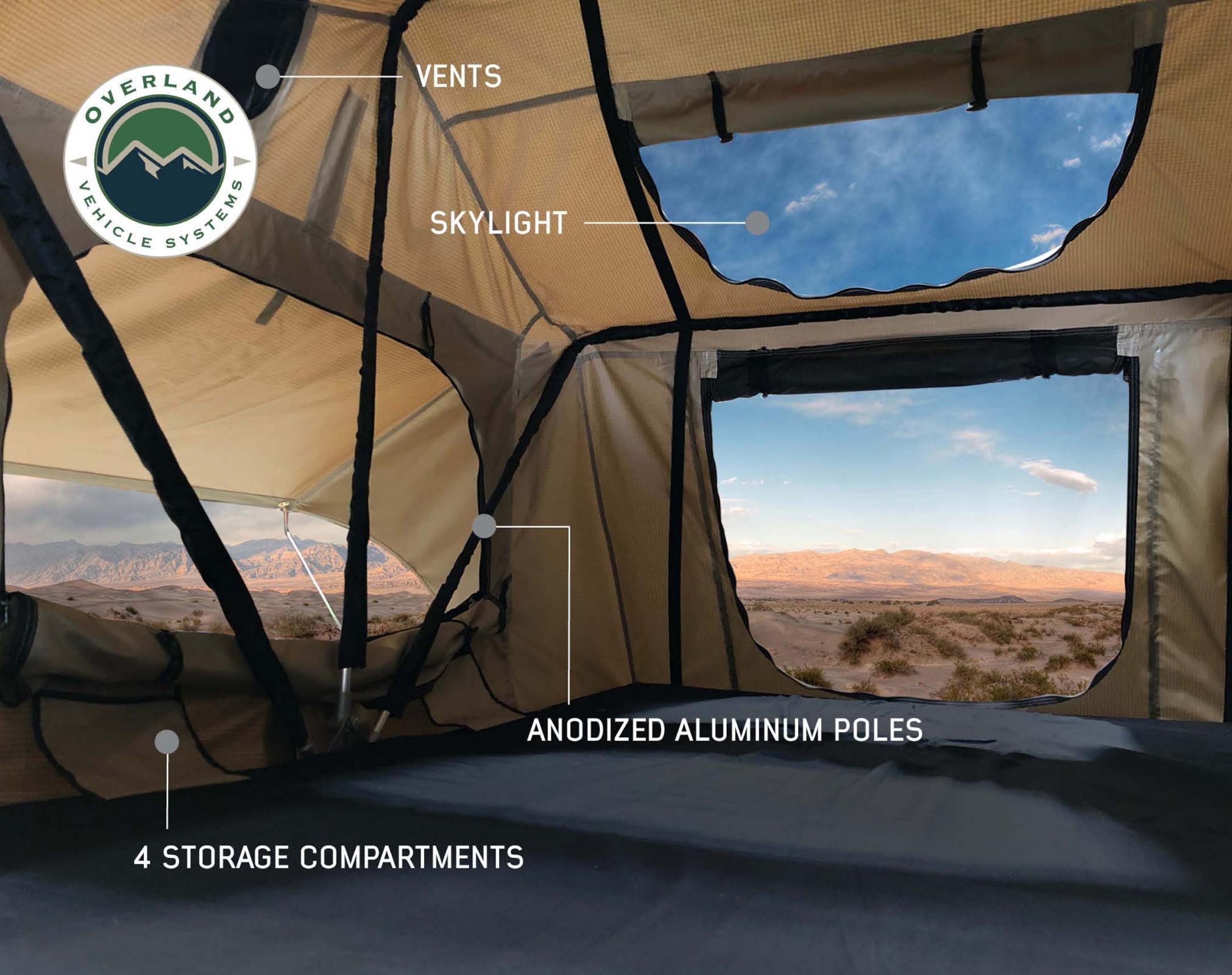 OVS | Roof Top Tent | LD TMBK 3 Soft Shell Roof Top Tent, Tan Body & Green Rainfly | 18119933