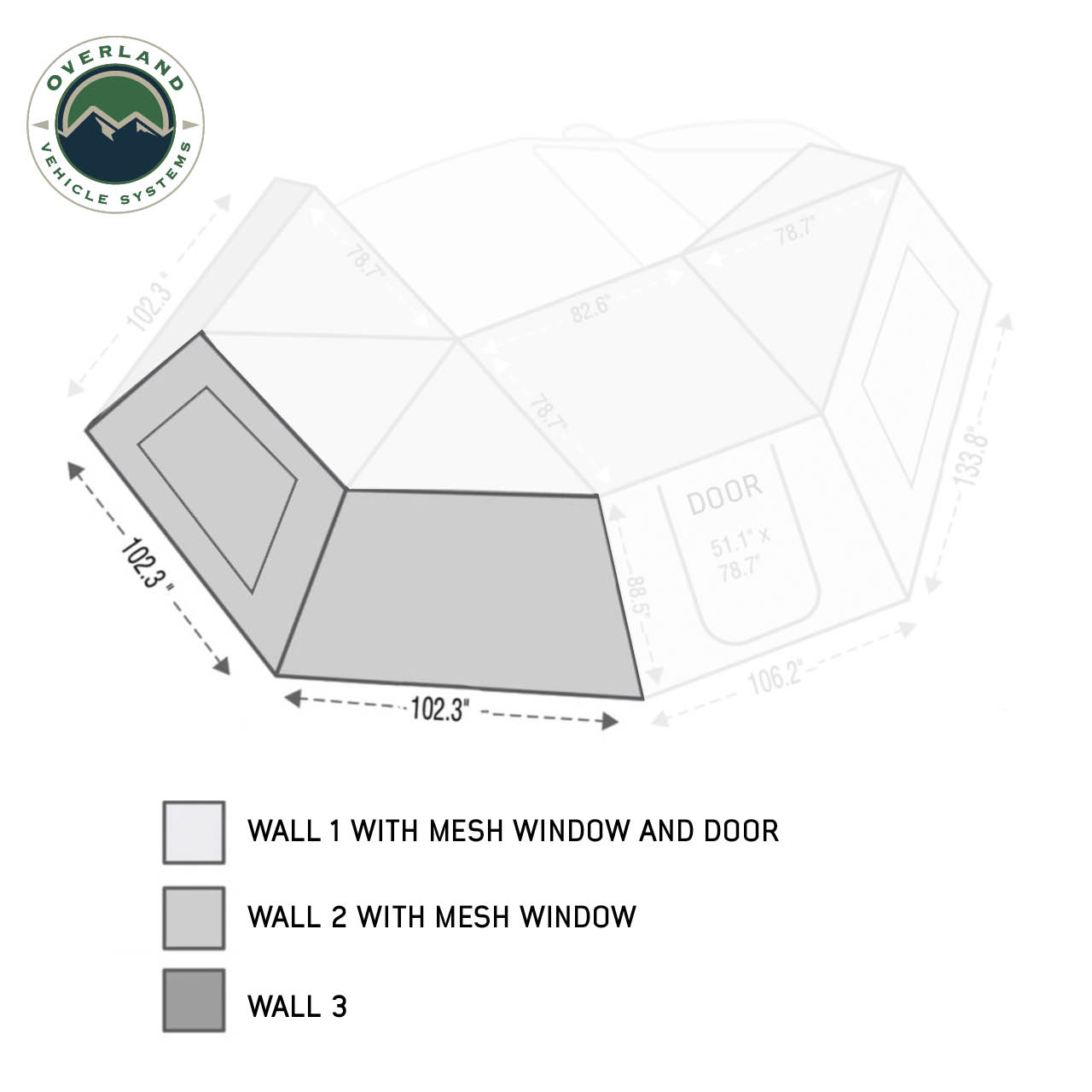 OVS | Roof Top Tent | HD Nomadic 270 Degree Awning - Wall 2 with Window - Passenger Side | 18139910
