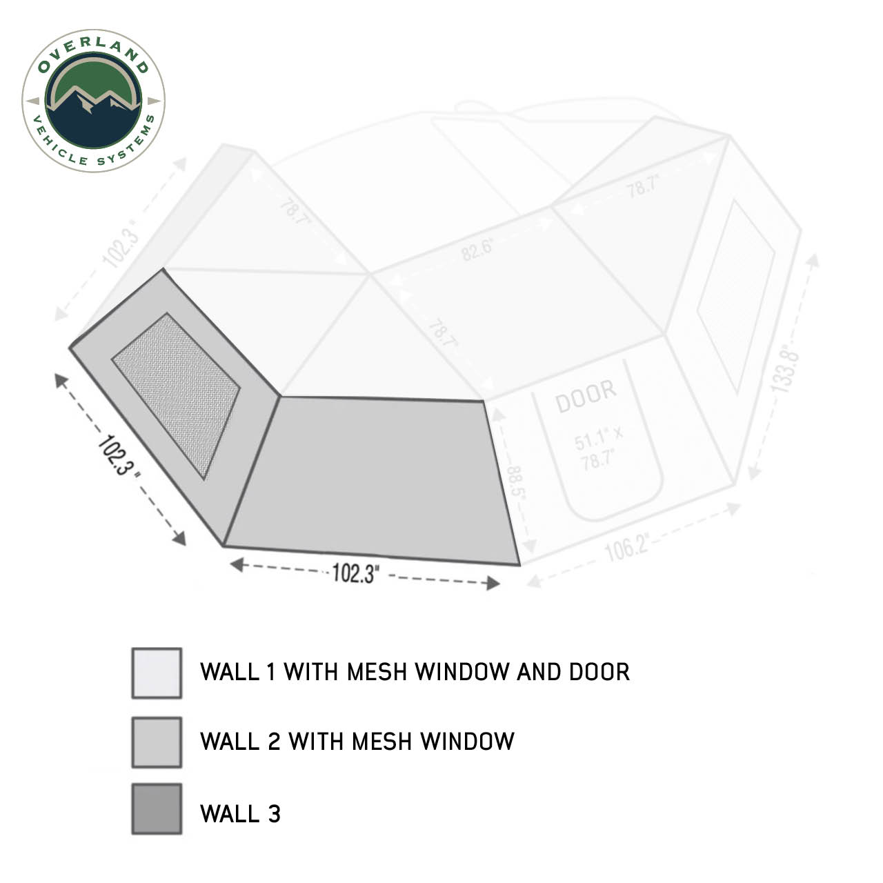 OVS | Roof Top Tent | HD Nomadic 270 Degree Awning - Wall 2 with Window - Passenger Side | 18139910