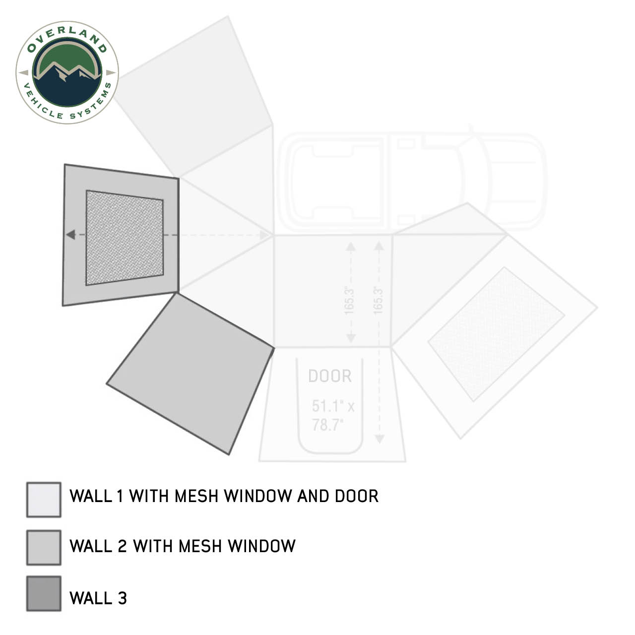 OVS | Roof Top Tent | HD Nomadic 270 Degree Awning - Wall 2 with Window - Passenger Side | 18139910