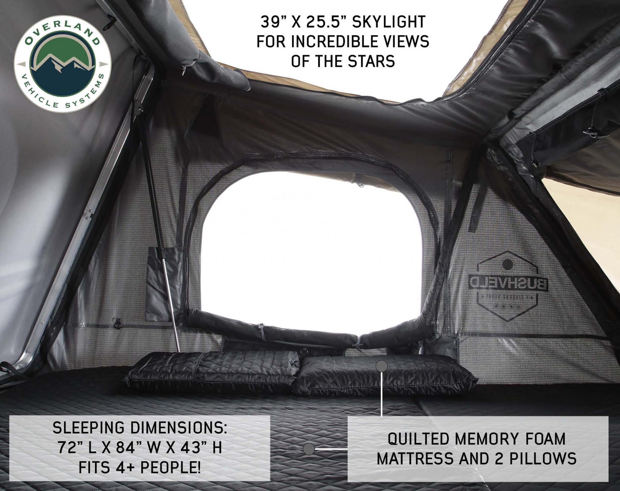 OVS | Roof Top Tent | HD Bushveld II Cantilever Hard Shell Roof Top Tent Grey Body & Tan Rainfly | 18189901