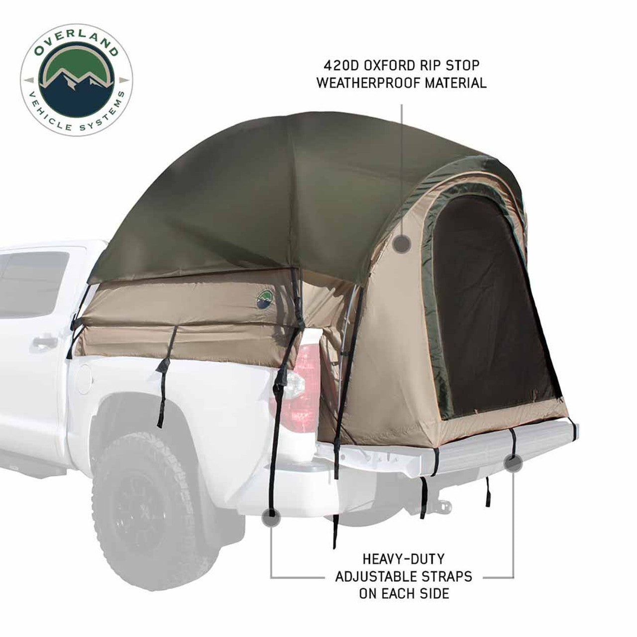 OVS | Tent | LD TACT - Bed Tent Full Size 6.5 Foot, Tan Body and Green Rainfly Overland Vehicle Systems | 18252542