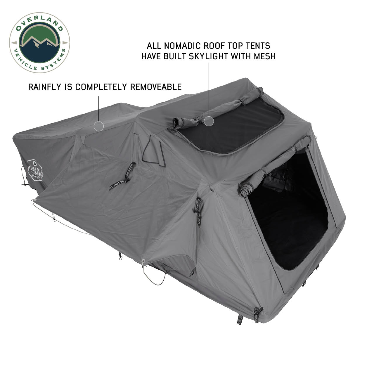 OVS | Roof Top Tent | HD Nomadic 4 Extended Soft Shell Roof Top Tent, Grey Body & Green Rainfly | 18349936