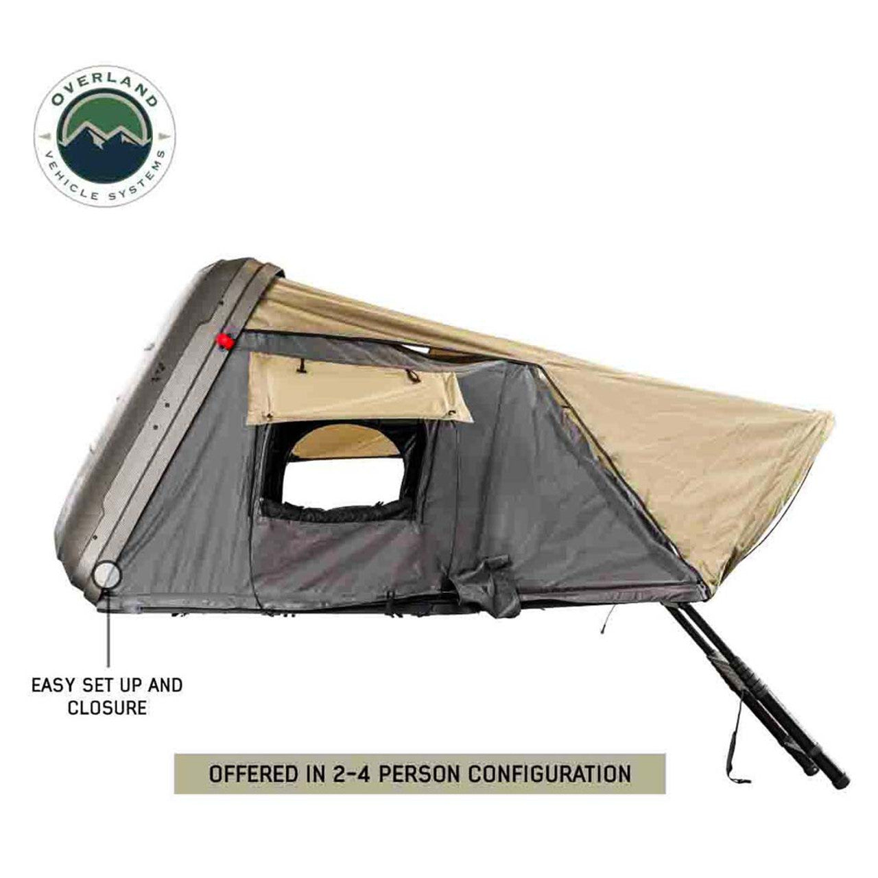 OVS | Roof Top Tent | HD Bundu 4 - Hard Shell Roof Top Tent, 4 Person, Grey Body and Black Rainfly Overland Vehicle Systems | 18389904