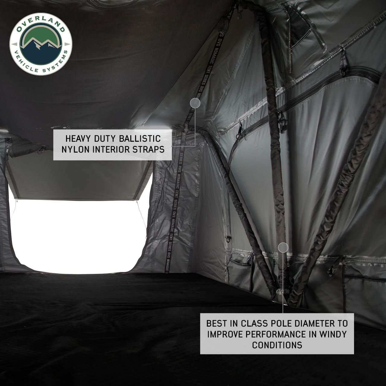 OVS | Roof Top Tent | HD Nomadic 3 Standard Soft Shell Roof Top Tent, Grey Body & Green Rainfly | 18439936