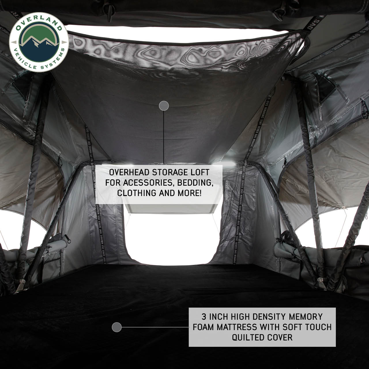 OVS | Roof Top Tent | HD Nomadic 3 Standard Soft Shell Roof Top Tent, Grey Body & Green Rainfly | 18439936