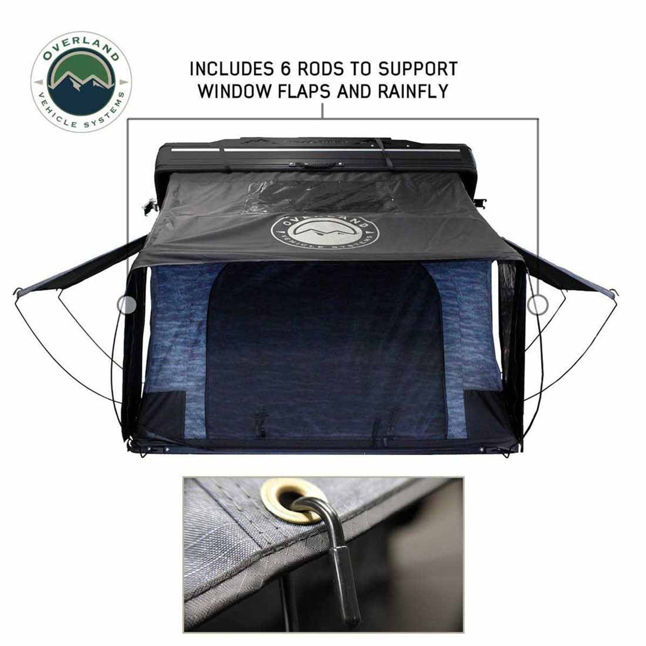 OVS | Roof Top Tent | XD Everest Cantilever Aluminum Hard Shell Roof Top Tent, Blue Body & Black Rainfly | 18489902