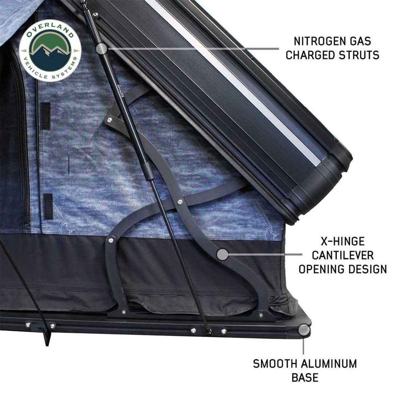 OVS | Roof Top Tent | XD Everest Cantilever Aluminum Hard Shell Roof Top Tent, Blue Body & Black Rainfly | 18489902