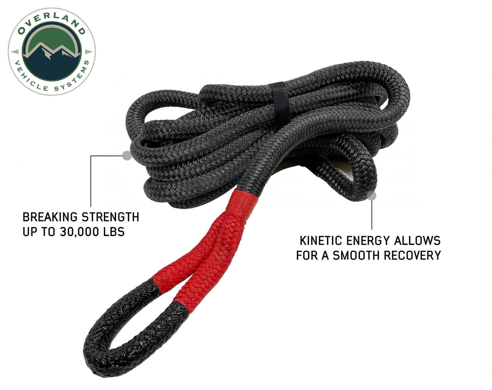 OVS | Recovery Kit | Brute Kinetic Rope Recovery Strap 1 x 30 Foot 30 Percent Stretch Overland Vehicle Systems | 19009916