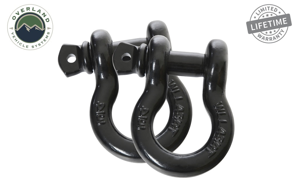 OVS | Winch Shackle | Recovery Shackle D-Rings - 3/4" 4.75 Ton - Black - Sold In Pairs | 19010201