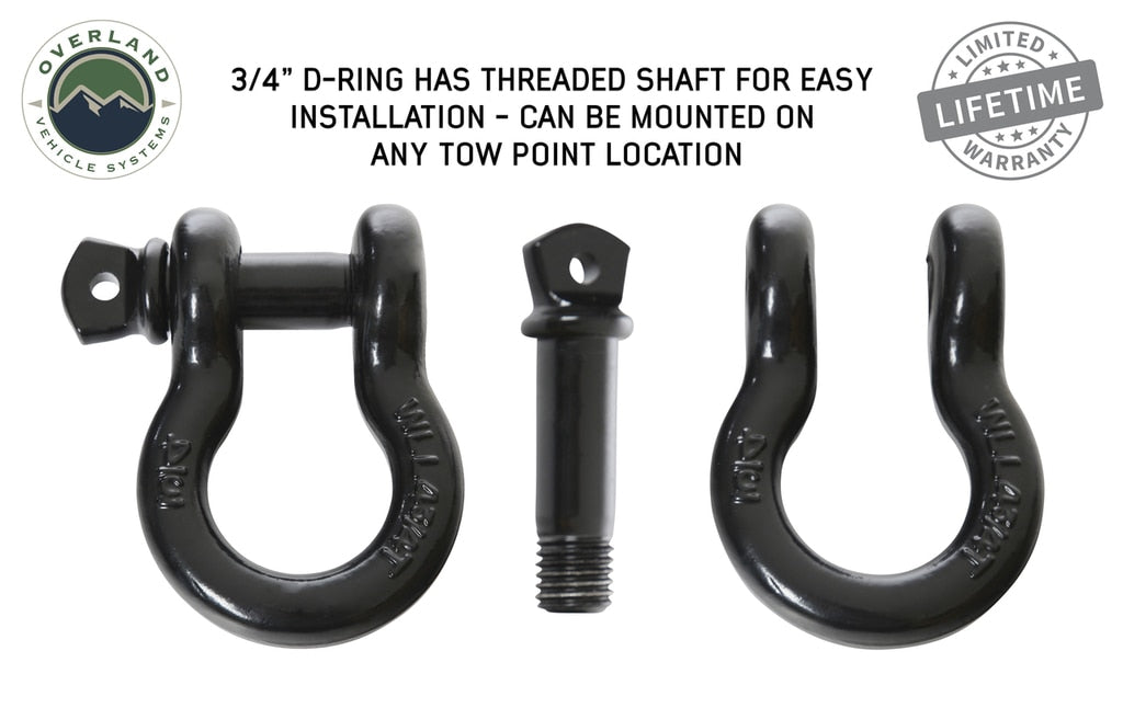 OVS | Winch Shackle | Recovery Shackle D-Ring 3/4" 4.75 Ton - Black | 19019901