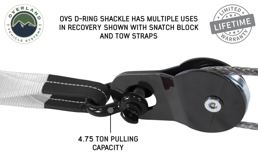 OVS | Winch Shackle | Recovery Shackle D-Ring 3/4" 4.75 Ton - Black | 19019901