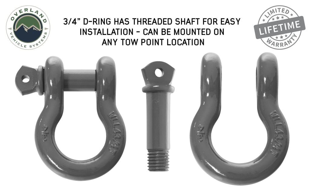 OVS | Winch Shackle | Recovery Shackle D-Ring 3/4" 4.75 Ton - Gray | 19019903