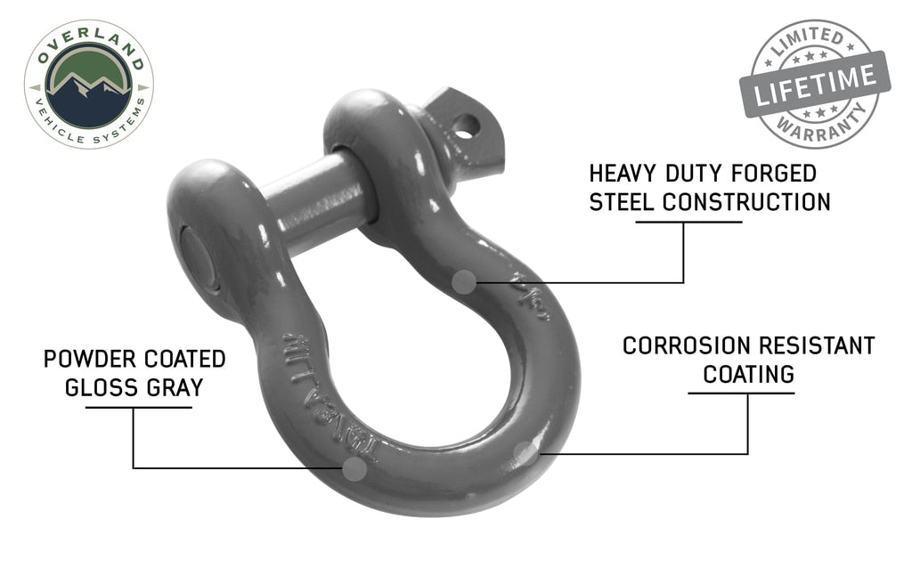 OVS | Winch Shackle | Recovery Shackle D-Ring 3/4" 4.75 Ton - Gray | 19019903