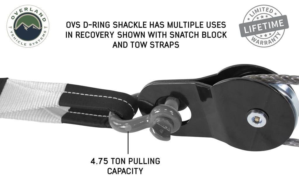 OVS | Winch Shackle | Recovery Shackle D-Ring 3/4" 4.75 Ton - Gray | 19019903
