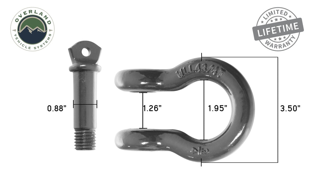 OVS | Winch Shackle | Recovery Shackle D-Ring 3/4" 4.75 Ton - Gray | 19019903