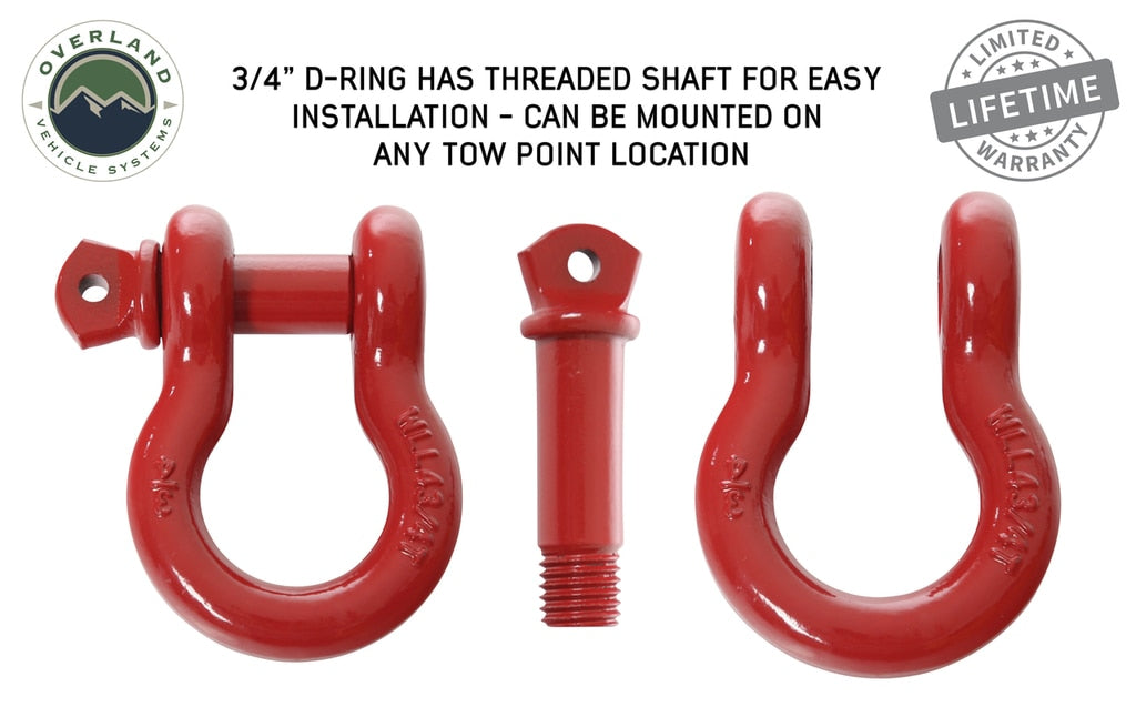 OVS | Winch Shackle | Recovery Shackle D-Ring 3/4" 4.75 Ton - Red | 19019904