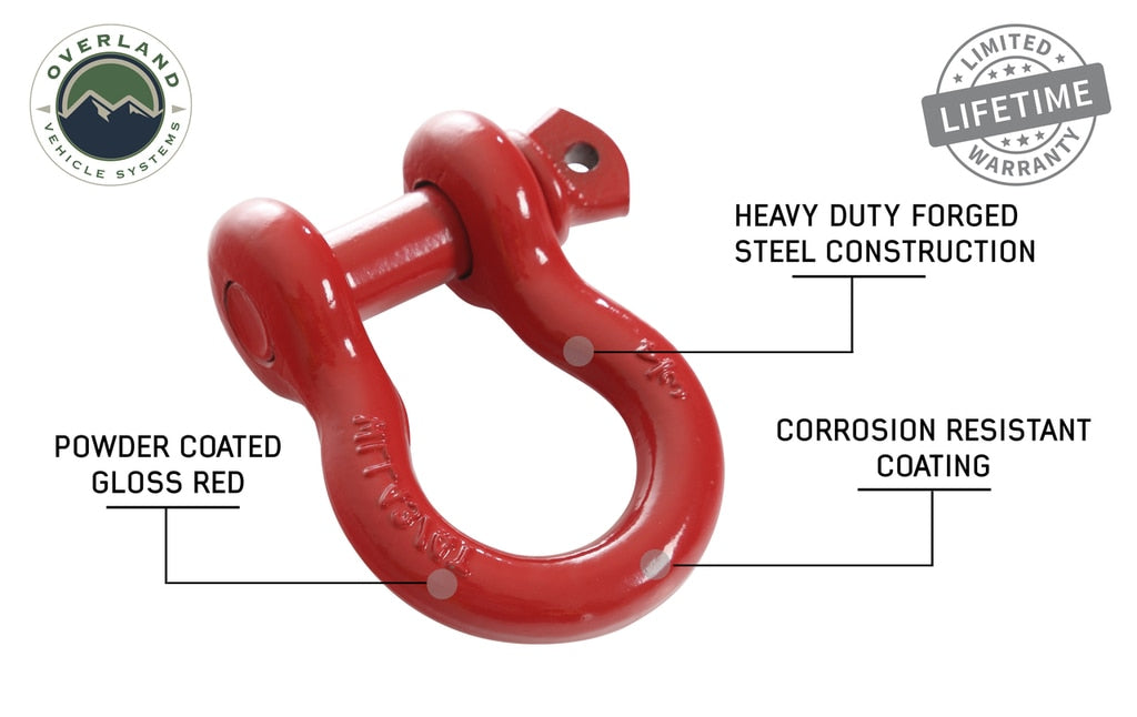 OVS | Winch Shackle | Recovery Shackle D-Ring 3/4" 4.75 Ton - Red | 19019904