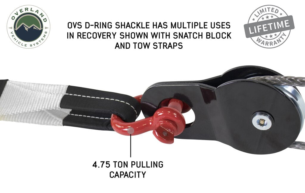 OVS | Winch Shackle | Recovery Shackle D-Ring 3/4" 4.75 Ton - Red | 19019904
