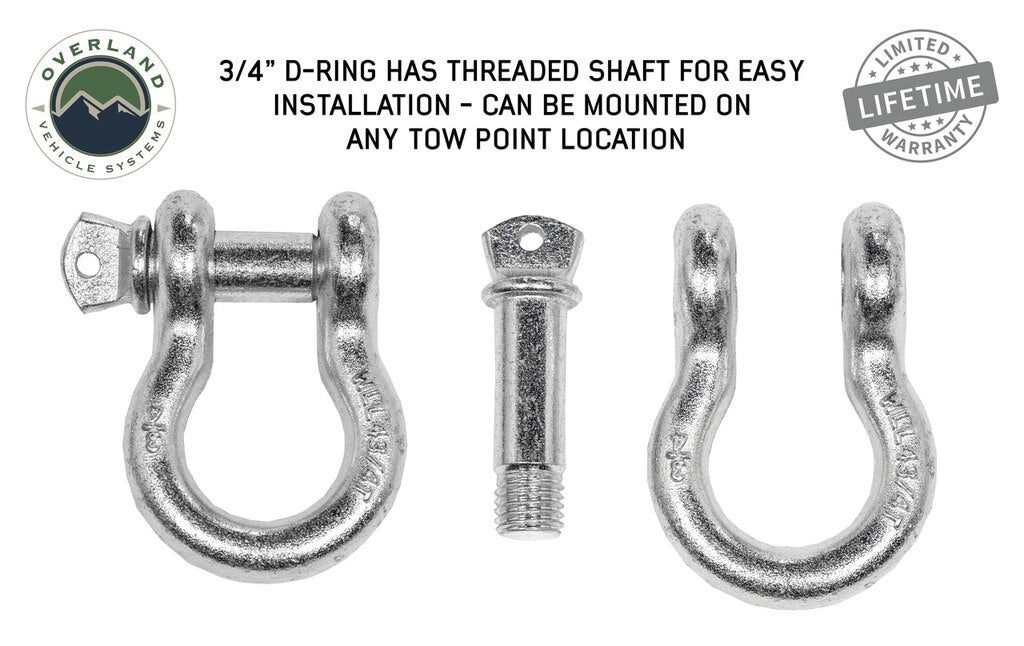 OVS | Winch Shackle | Recovery Shackle D-Ring 3/4" 4.75 Ton - Zinc | 19019905