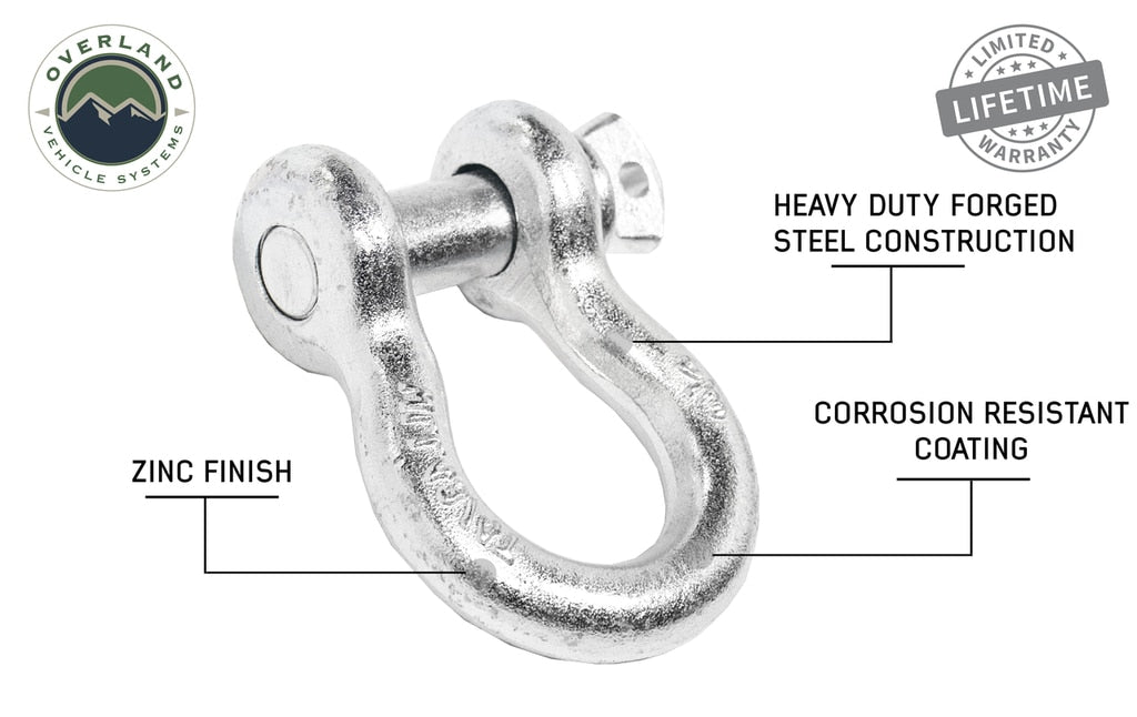 OVS | Winch Shackle | Recovery Shackle D-Ring 3/4" 4.75 Ton - Zinc | 19019905