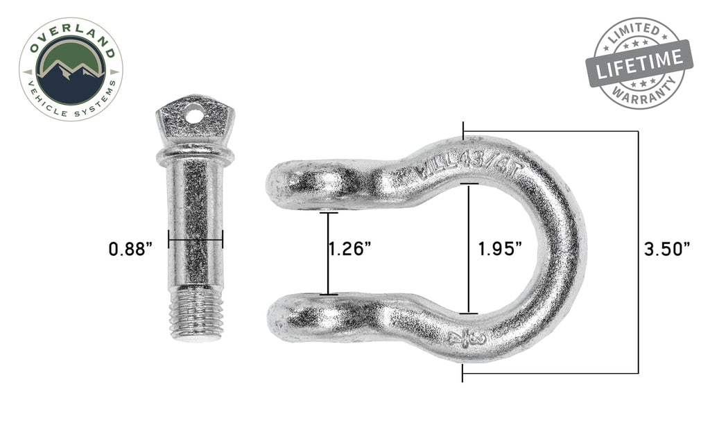OVS | Winch Shackle | Recovery Shackle D-Ring 3/4" 4.75 Ton - Zinc | 19019905