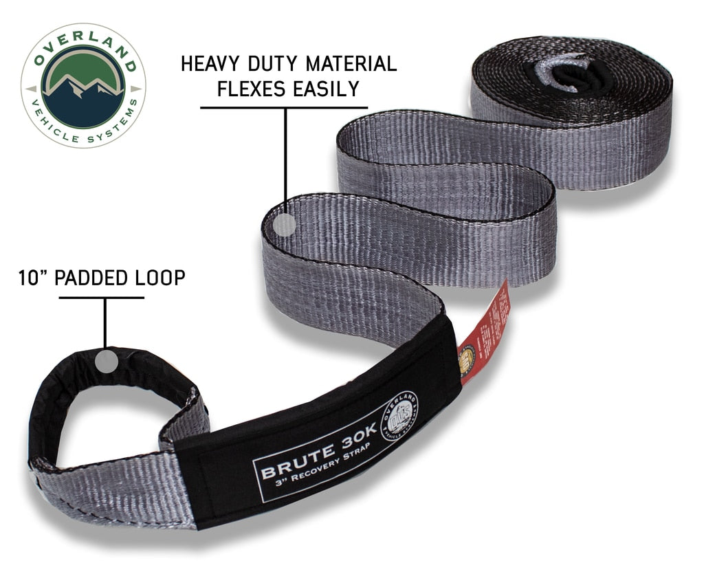 OVS | Tow Strap | Tow Strap 3" x 30' 30,000 LB. Gray With Black Ends & Storage Bag | 19069916