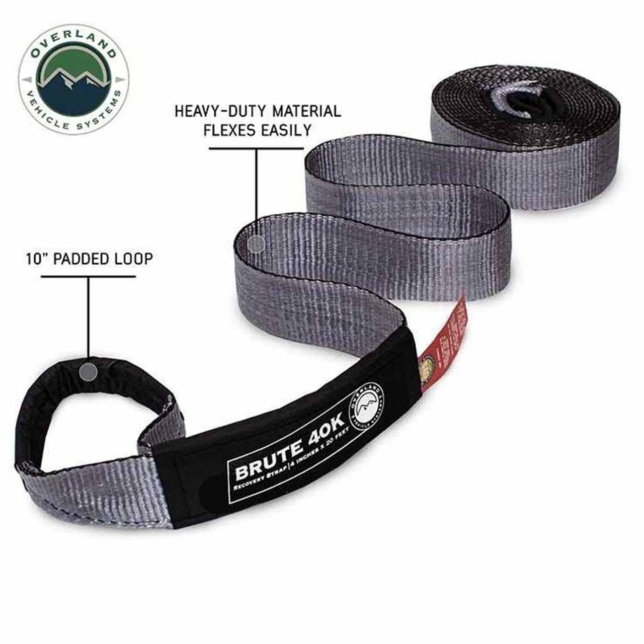 OVS | Tow Strap | Tow Strap 4" x 20' 40,000 LB. Gray With Black Ends & Storage Bag | 19089916
