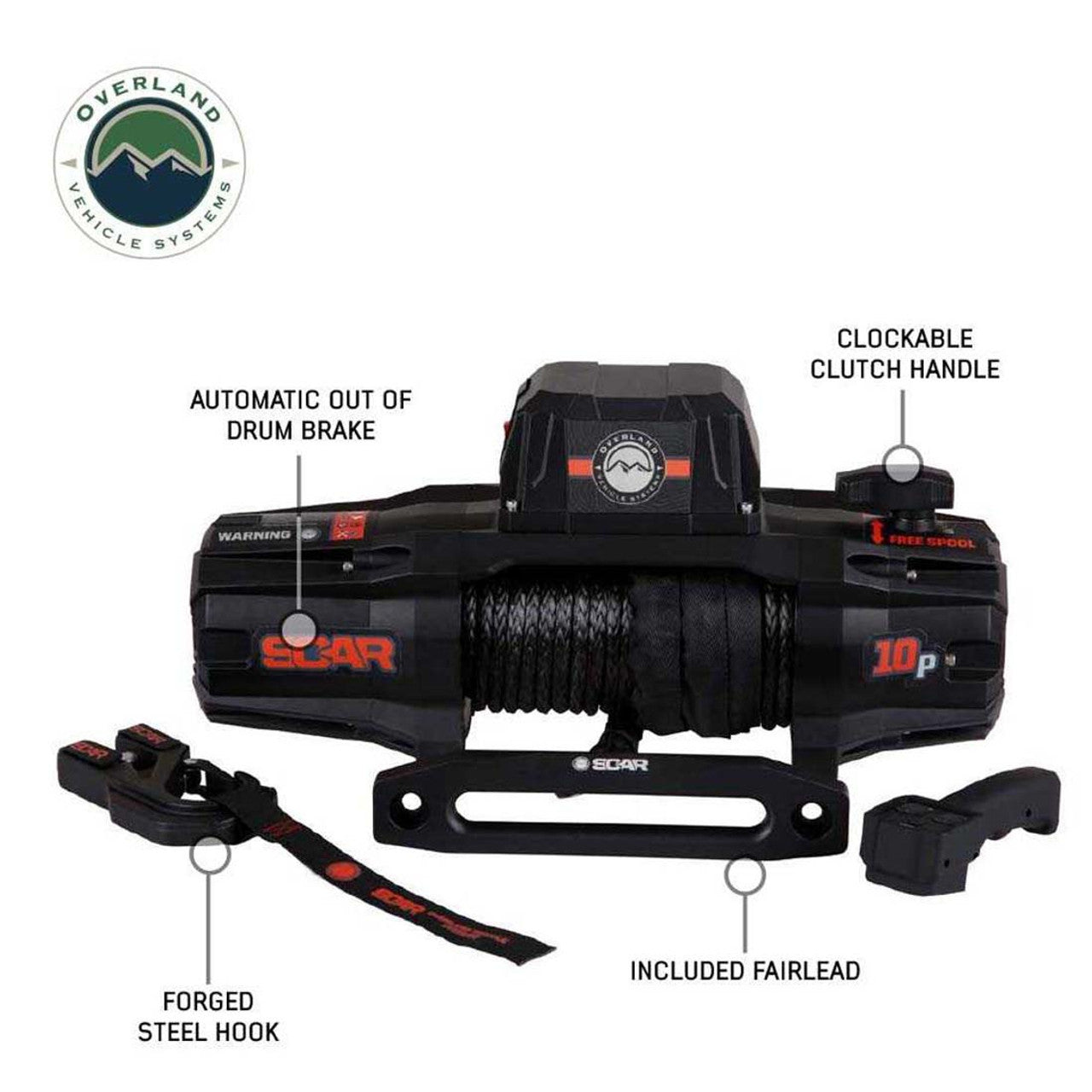 OVS | Winches | SCAR 10S - 10,000 lbs. Rated Synthetic Rope Winch | 19099901
