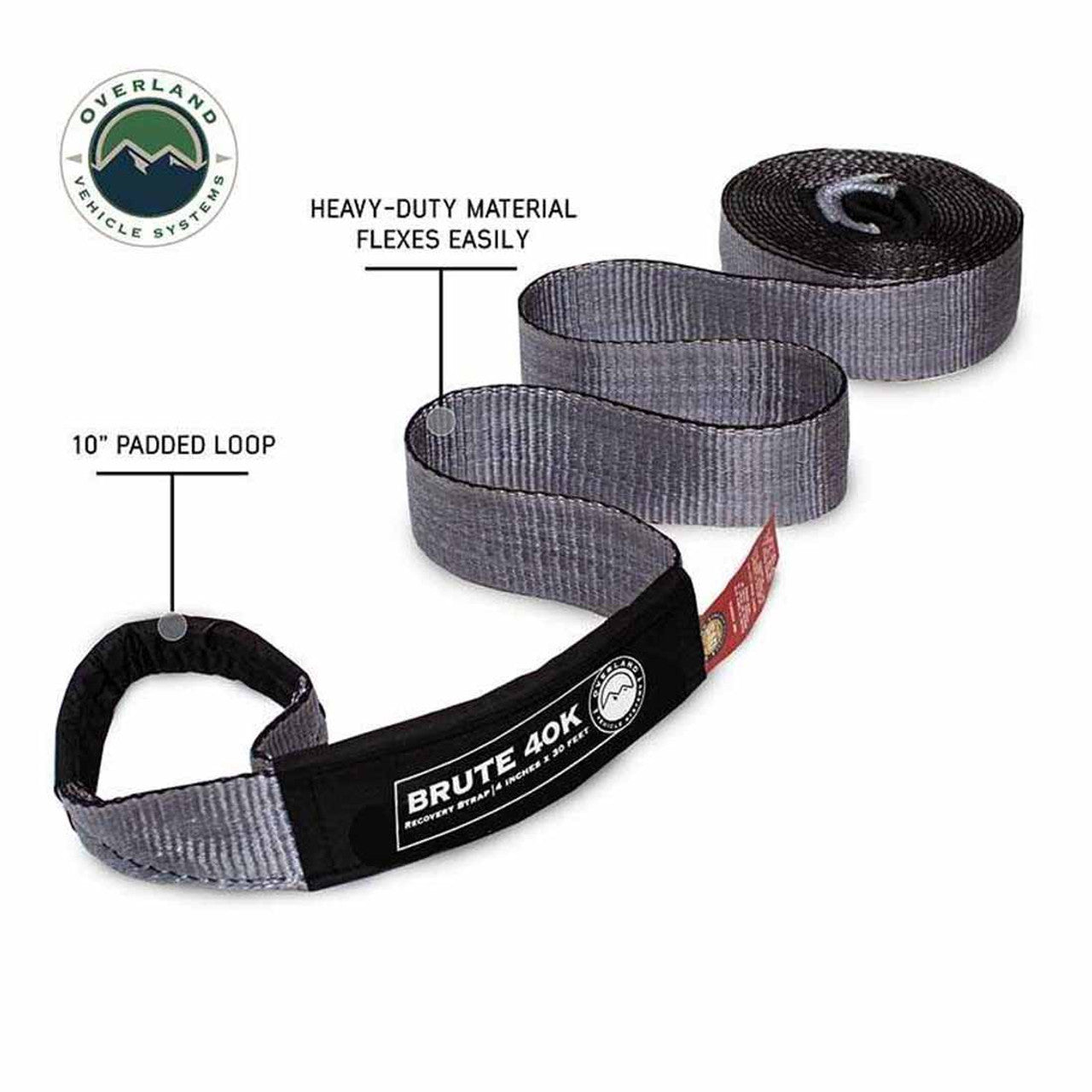 OVS | Tow Strap | Tow Strap 4" x 30' 40,000 LB. Gray With Black Ends & Storage Bag | 19099916
