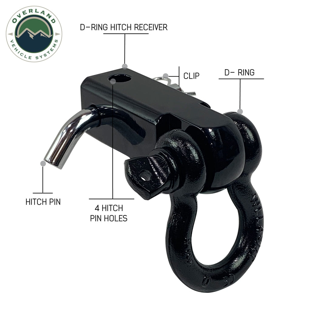 OVS | Winch Shackle | Receiver Mount Recovery Shackle 3/4" 4.75 Ton Rated Black Universal | 19109901