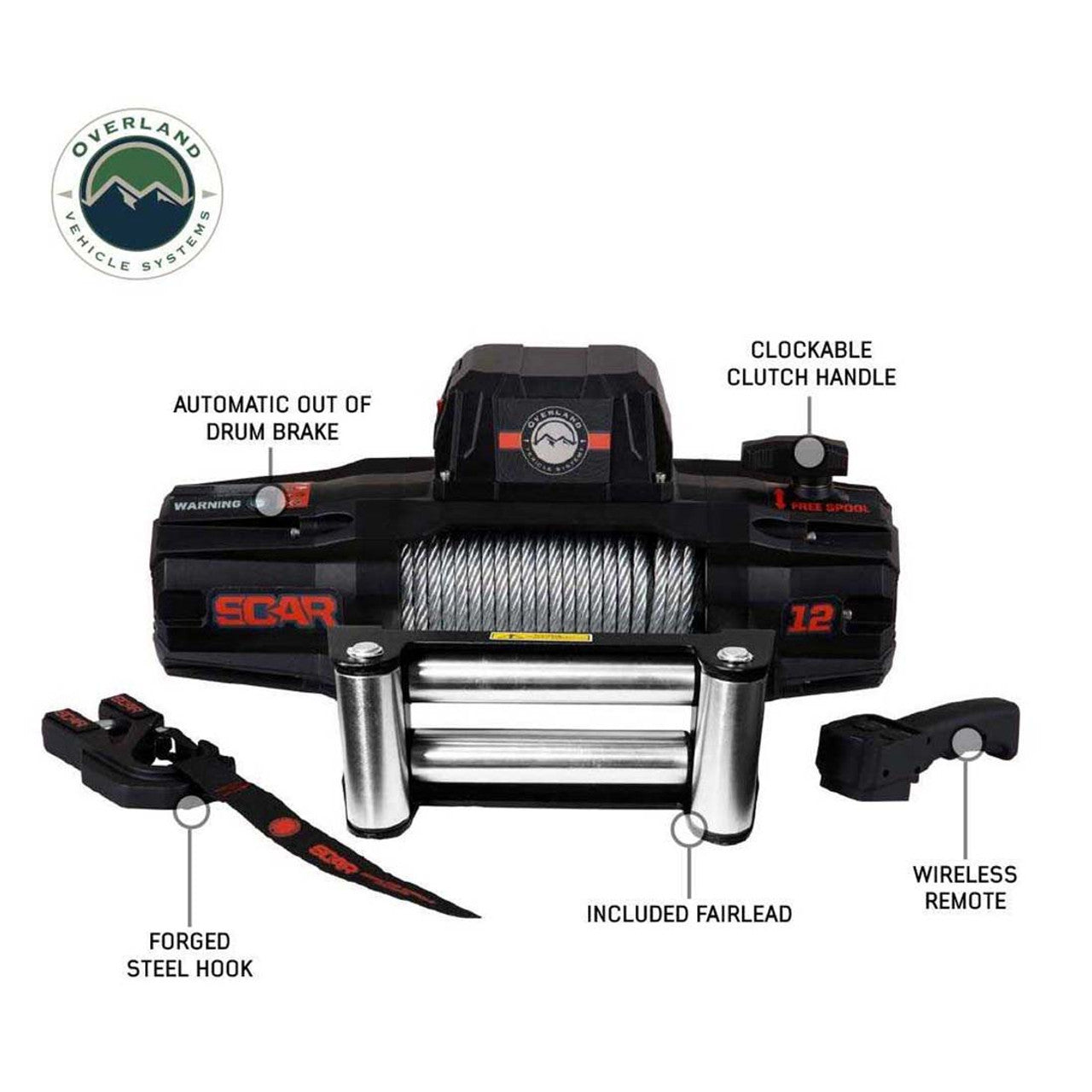 OVS | Winches | SCAR 12 - 12,000 lbs. Rated Steel Cable Winch | 19119901