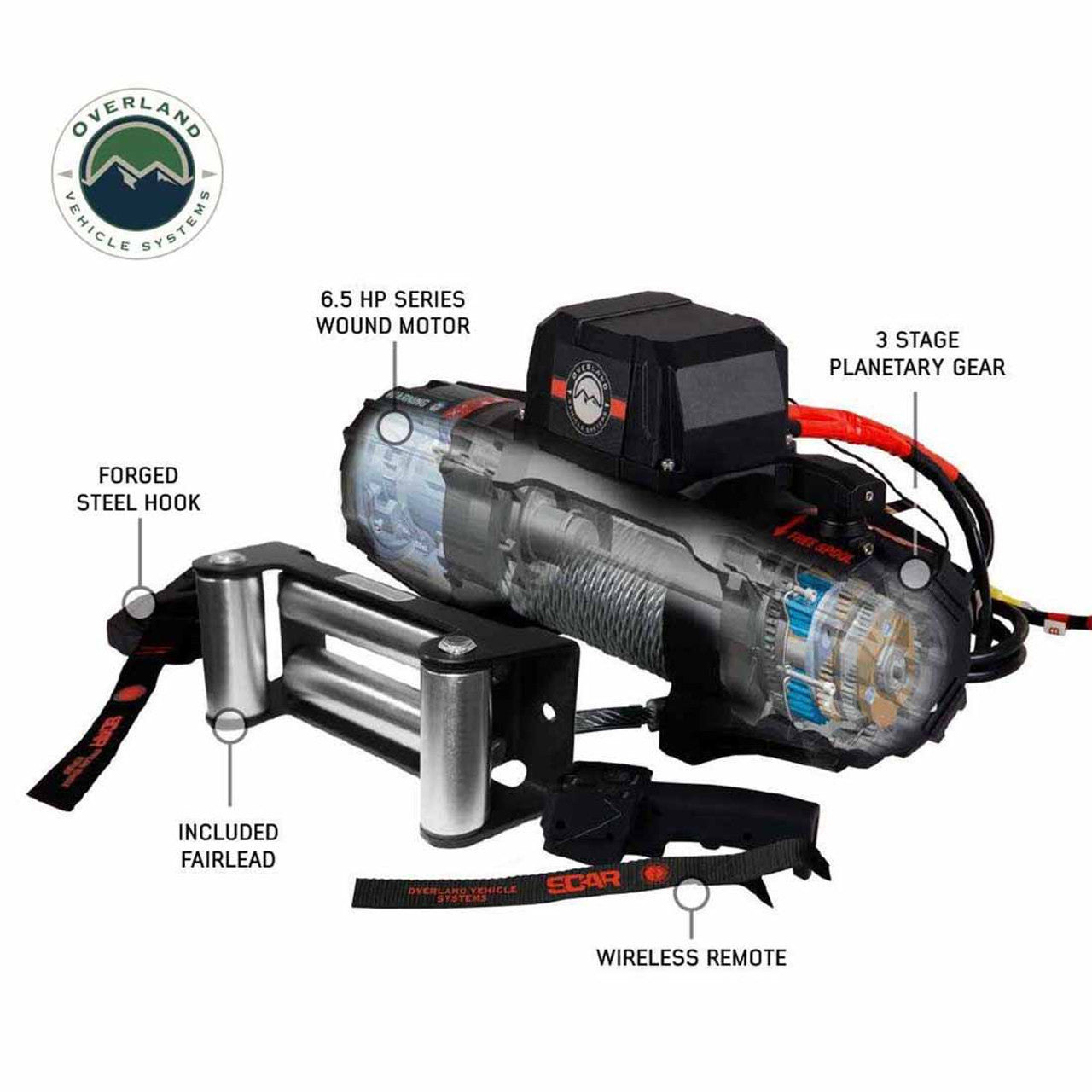 OVS | Winches | SCAR 12 - 12,000 lbs. Rated Steel Cable Winch | 19119901